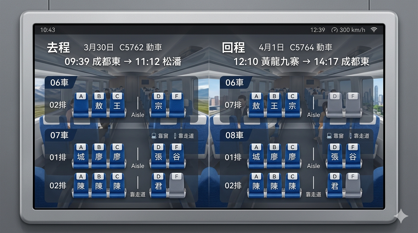高鐵動車座位表